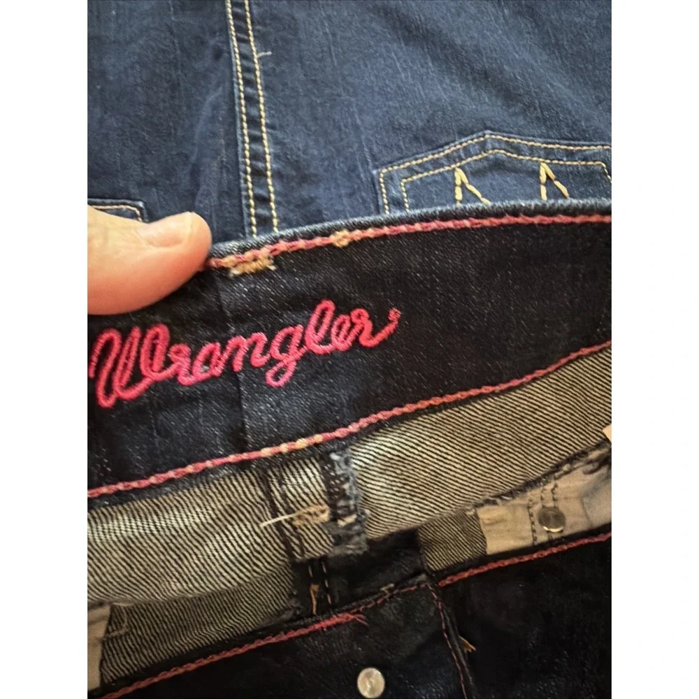 Wrangler‎ Dark Denim Skirt Sz 7 Knee Length Rodeo Cowgirl Modest Cowboy Stretch